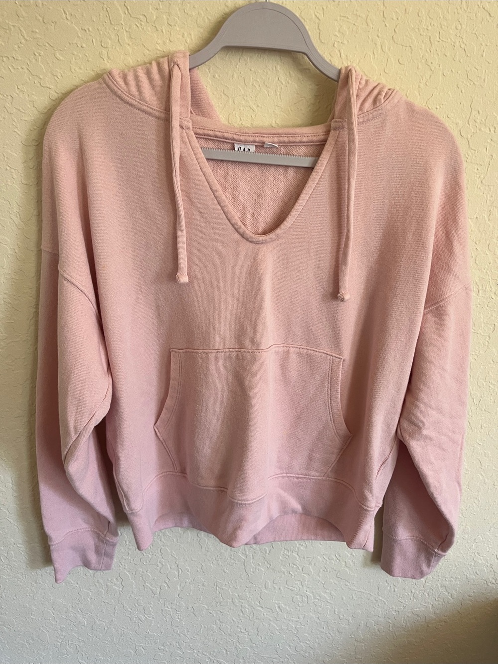 GAP Pastel Pink V-Neck Hoodie Sweatshirt
